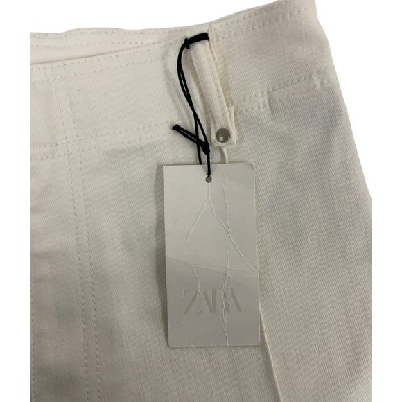 Zara Womens The ZW Jeans EU 38 US 6 Tailored Wide Leg White Denim 5474/043 NWT - Picture 6 of 12